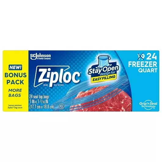 S.c. Johnson Consumer Ziploc Suso Freezer Quart Bag 24 Count 12 - 24 Cnt