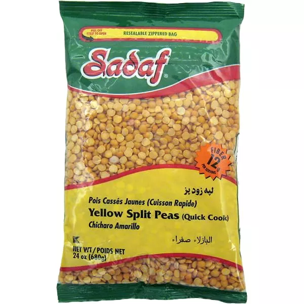 Sadaf Yellow Split Peas -24 Oz. Quick Cook - Dried Yellow Split Peas - Natural, Vegan, Kosher