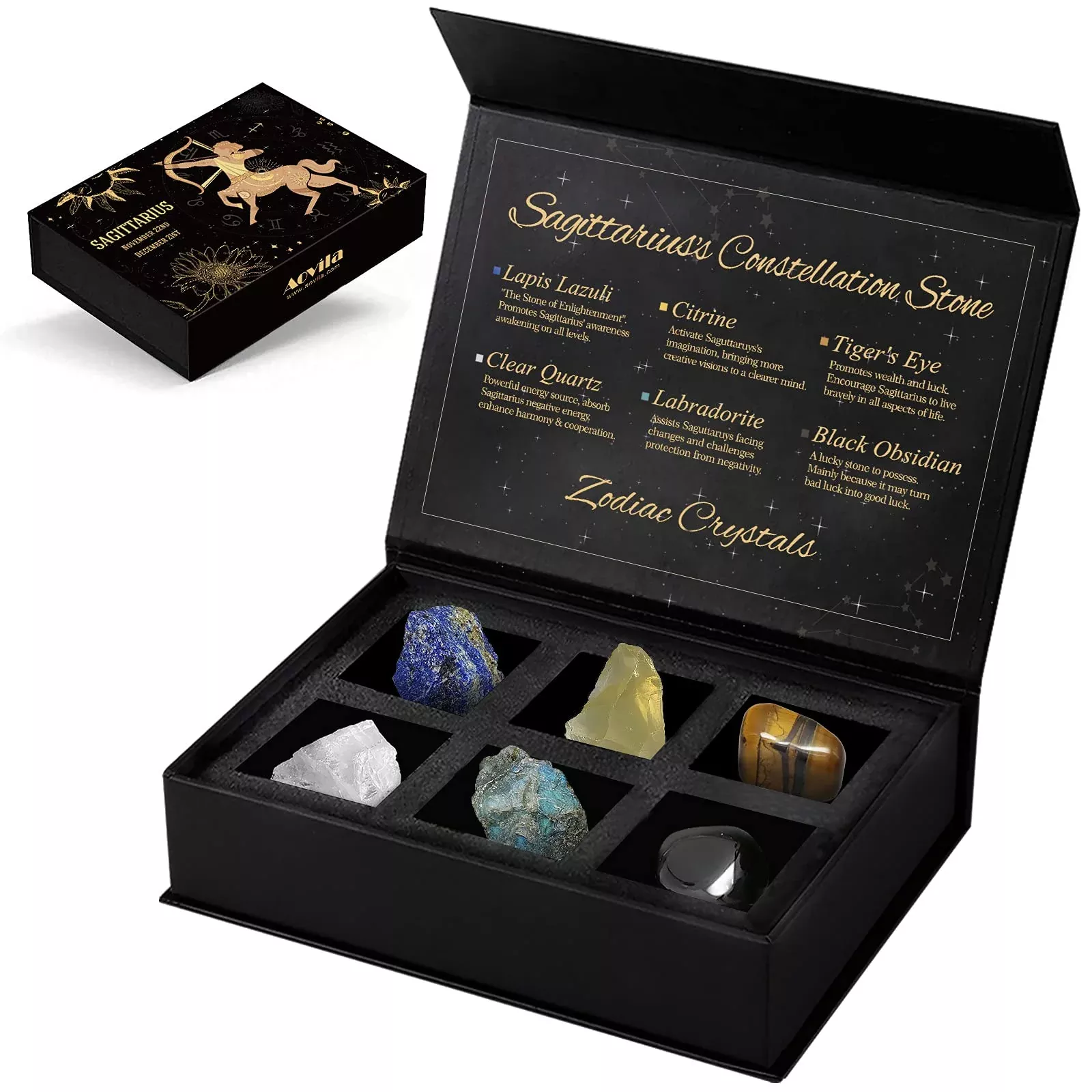 Sagittarius Crystals Gift Set, Zodiac Signs Healing Crystals Birthston