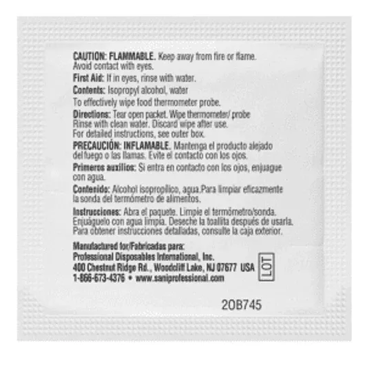 Sani Professional/nice Pak Food Thermometer Probe Wipe, 1000 Count