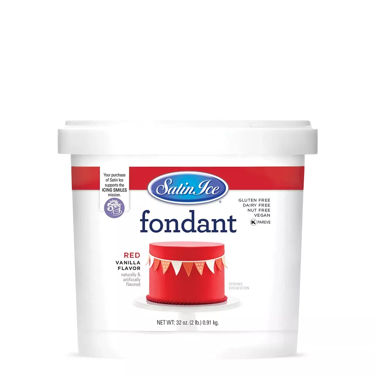 Satin Ice Red Fondant, Vanilla, 2 Pounds