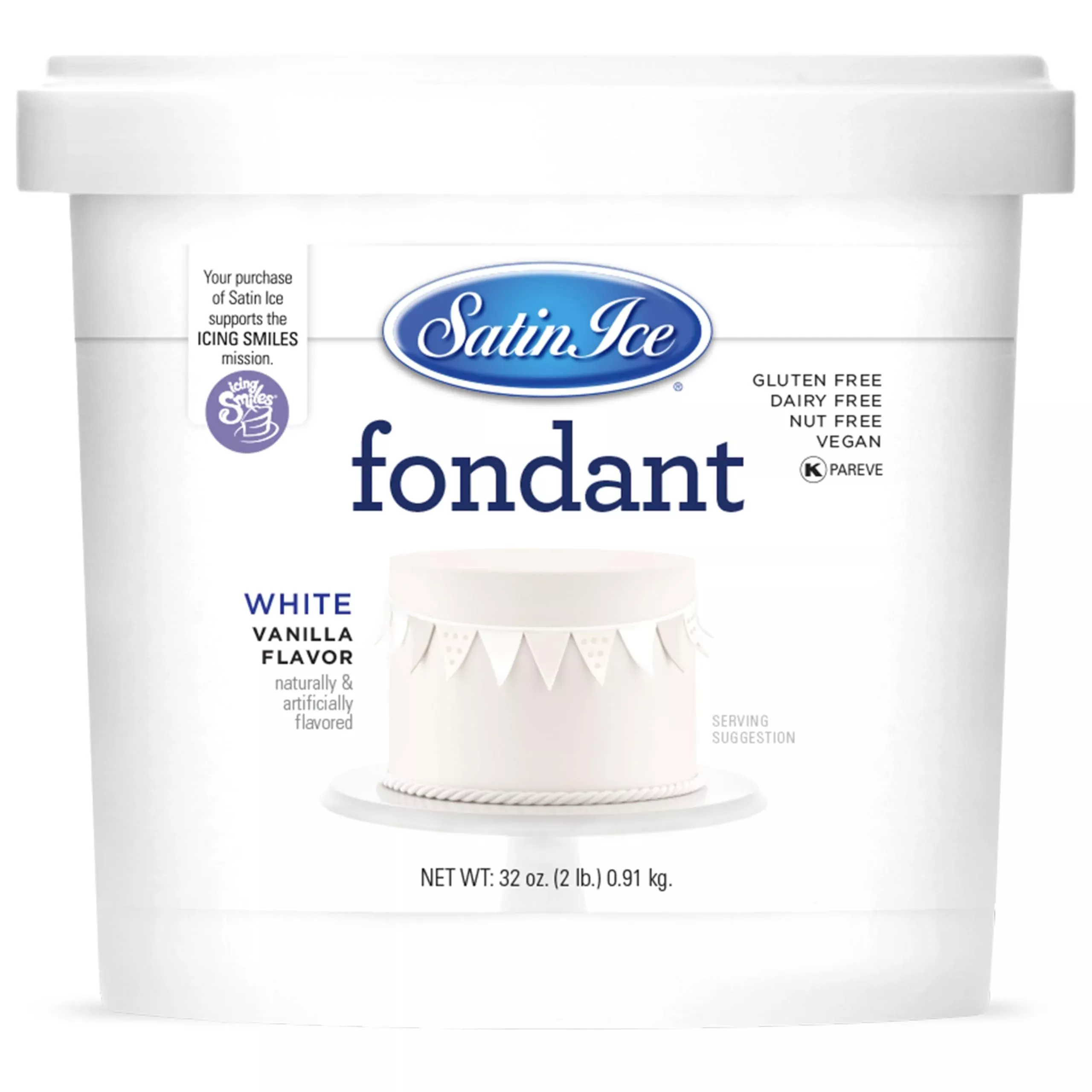 Satin Ice White Fondant, Vanilla, 2 Pounds