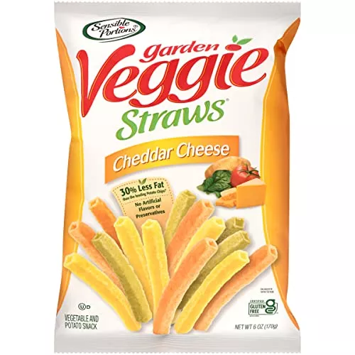 Sensible Portions Garden Veggie Straws, Cheddar Cheese, 6 Oz (Pack Of 12)