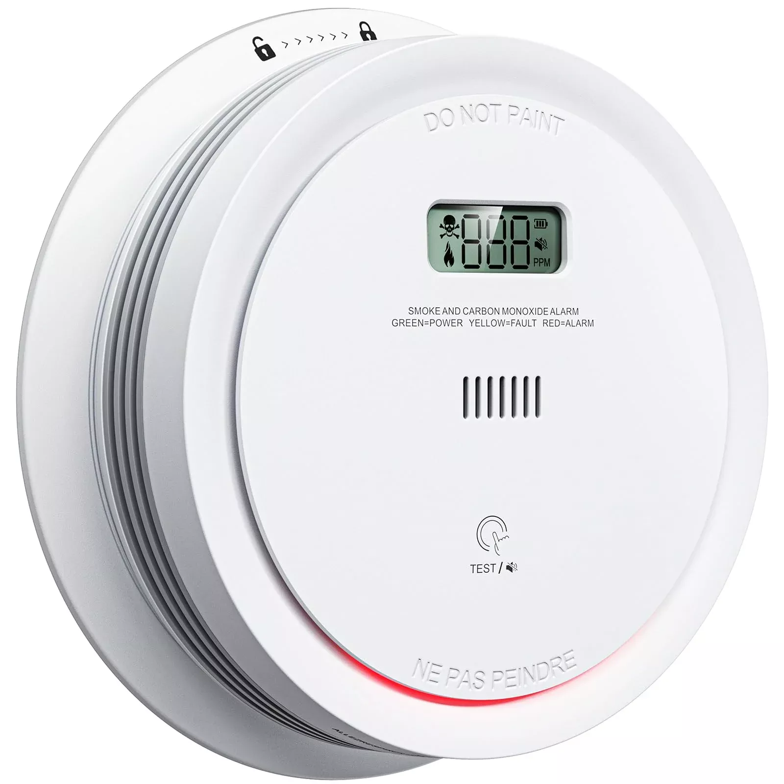 Smoke Detector Carbon Monoxide Detector Combo 10 Year Battery, 2 In 1