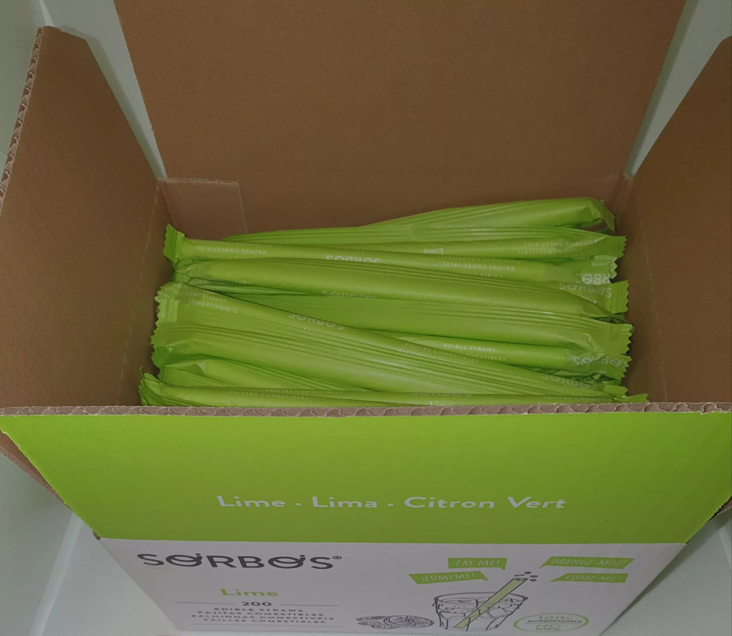 Sorbos Edible Lime Straws Centimeters Each 200 Each - 1 Per Case