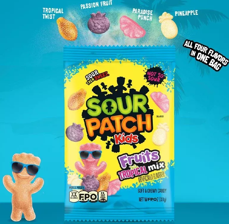 Sour Patch Kids Tropical Fruits Candy Peg Bag 7.28 oz