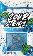 Sour Strips Blue Raspberry Candy - 3.4 oz