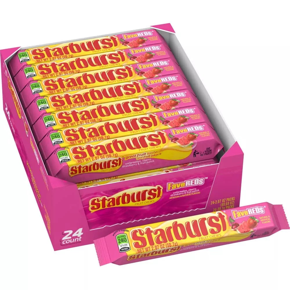 Starburst Favereds Chewy Candy Bulk Pack, Full Size, 2.07 Oz, (Pack Of 24)