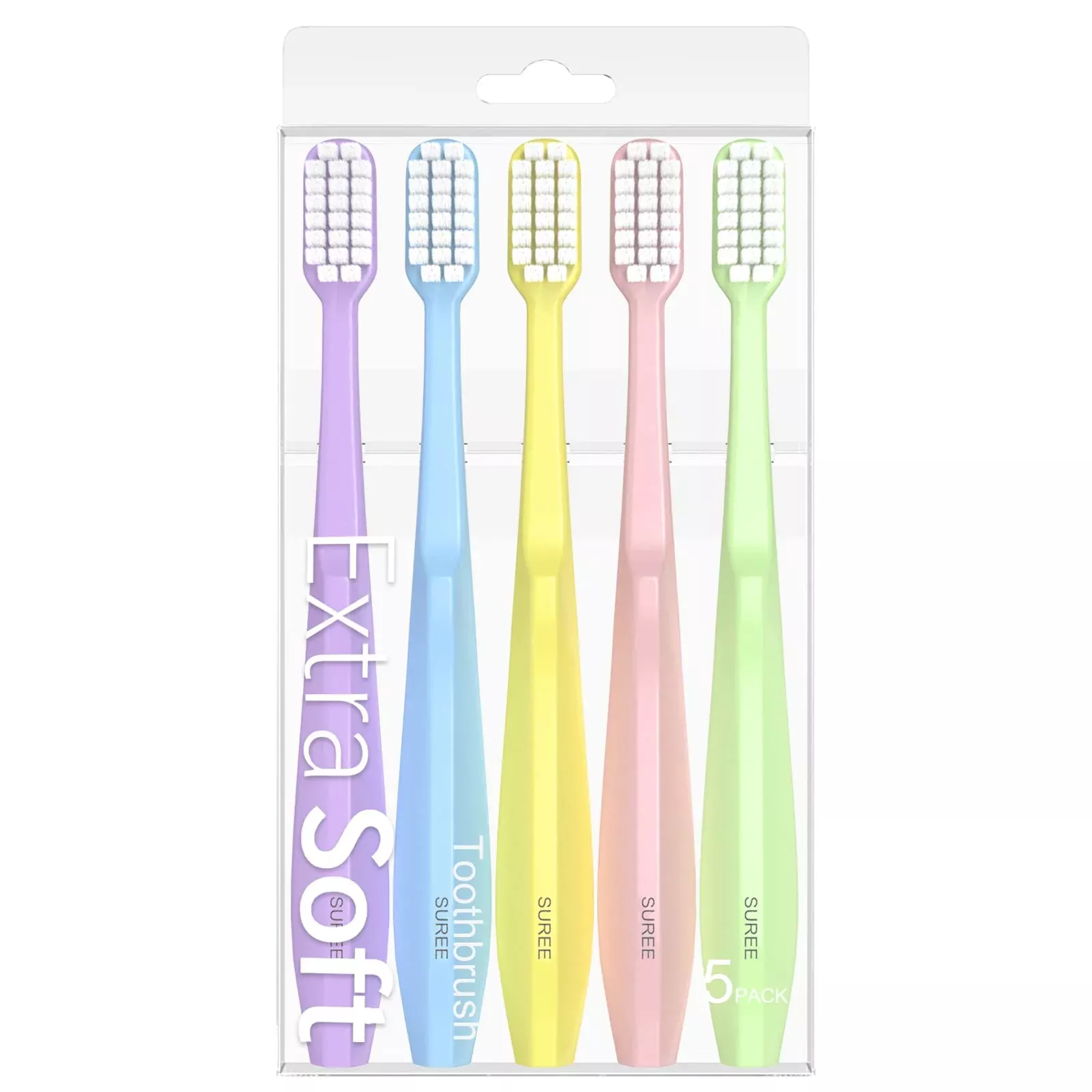 Suree Extra Soft Toothbrush For Sensitive Teeth And Gums (5 Pack), Ultra Soft Toothbrush With 10000 Micro Nano Bristles For Adul