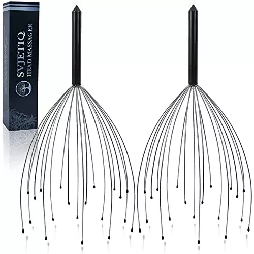 Svjetiq 2 Pack Black Head Massager - 20 Fingers Handheld Scalp Massage
