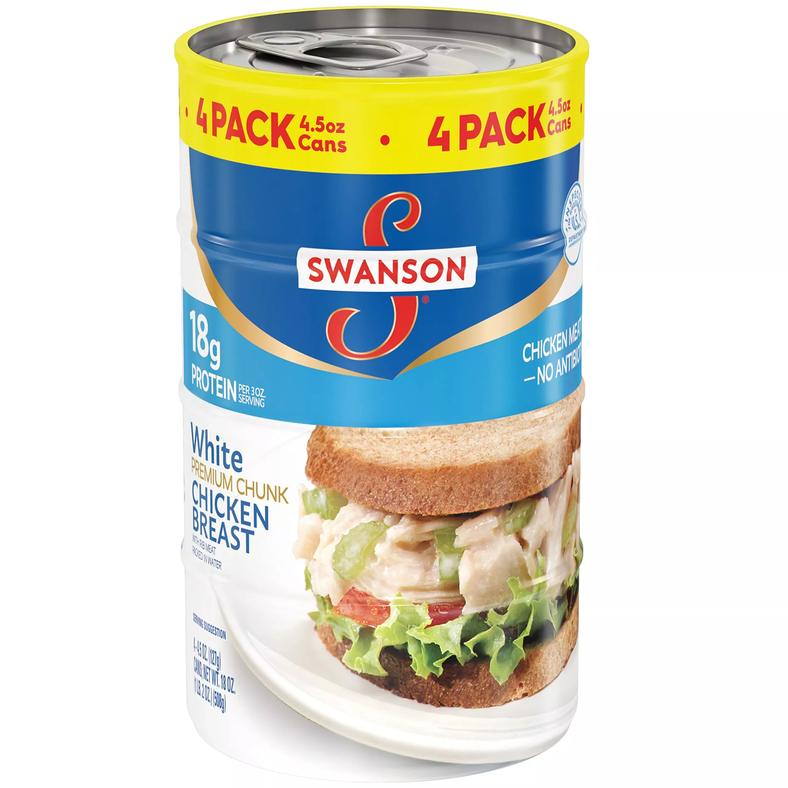 Swanson White Premium Chunk Canned Chicken Breast In Water, Fully Cooked Chicken, 12.5 Oz Can (Pack Of 2)
