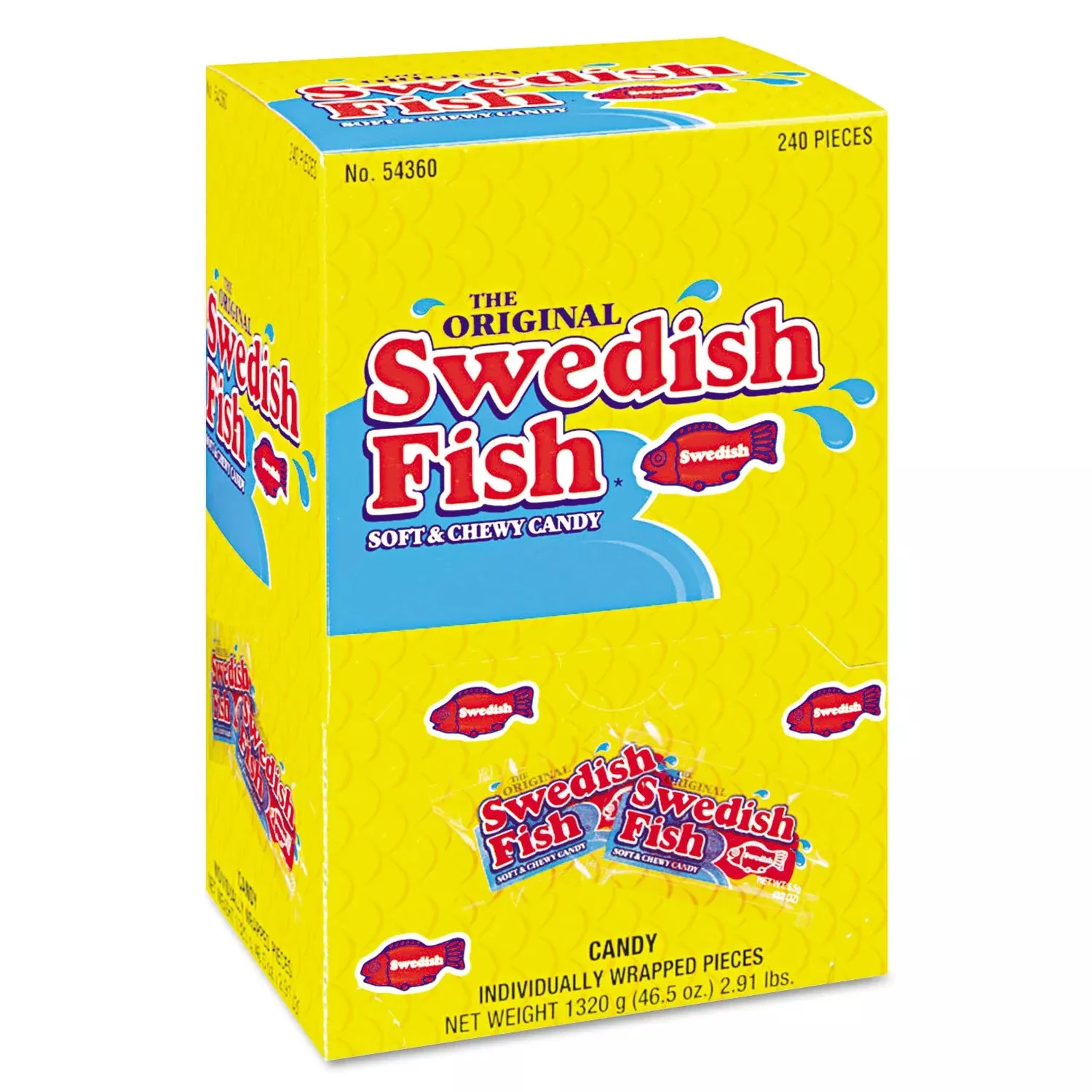 Swedish Fish 43146 Grab-And-Go Candy Snacks In Reception Box, 240-Pieces/Box