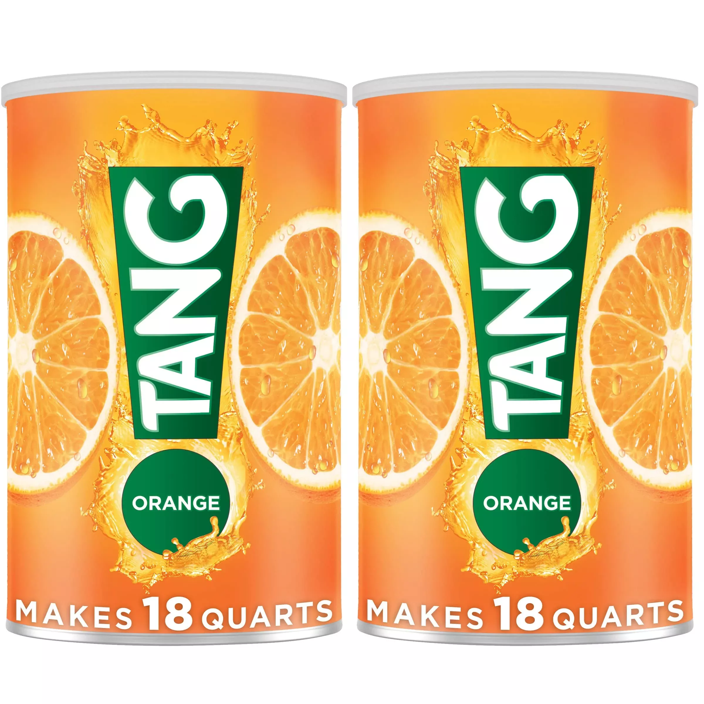 Tang Orange Naturally Flavored Powdered Soft Drink Mix, 2 Ct Pack, 58.9 Oz Canisters