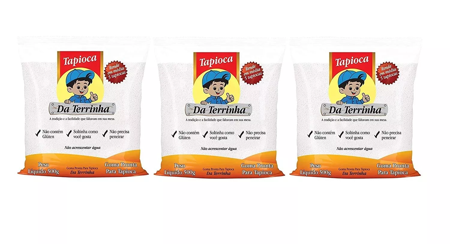 'Tapioca Da Terrinha - Terrinha - Hydrated Tapioca - 17.64 Oz (Pack Of 3) | Tapioca Hidratada Da Terrinha - 500G''