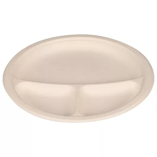 Tellus Products Tellus Fresh 10 In. 3 Compartment Round Plates Case; No Pfas Added 4 - 125 Each - 4 Per Case