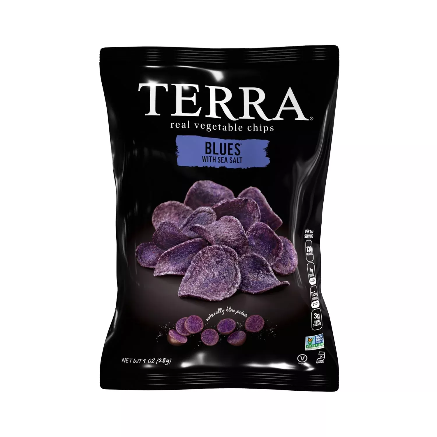 Terra Vegetable Chips, Blues Chips With Sea Salt, 1 Oz (Pack Of 24)
