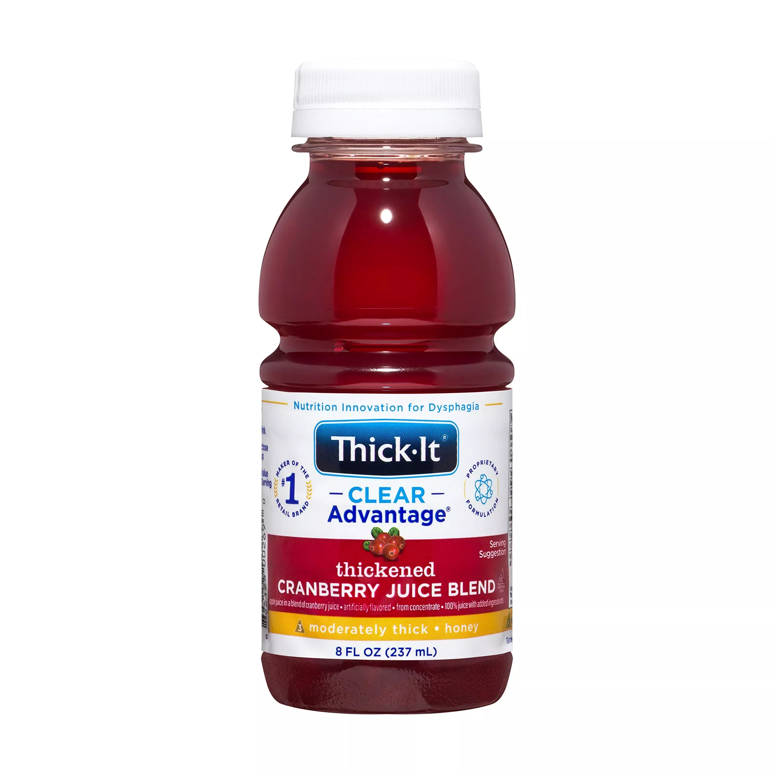 Thick-It Clear Advantage Thickened Cranberry Juice Blend, Moderately Thick Honey Bottle, 8 Fl Oz