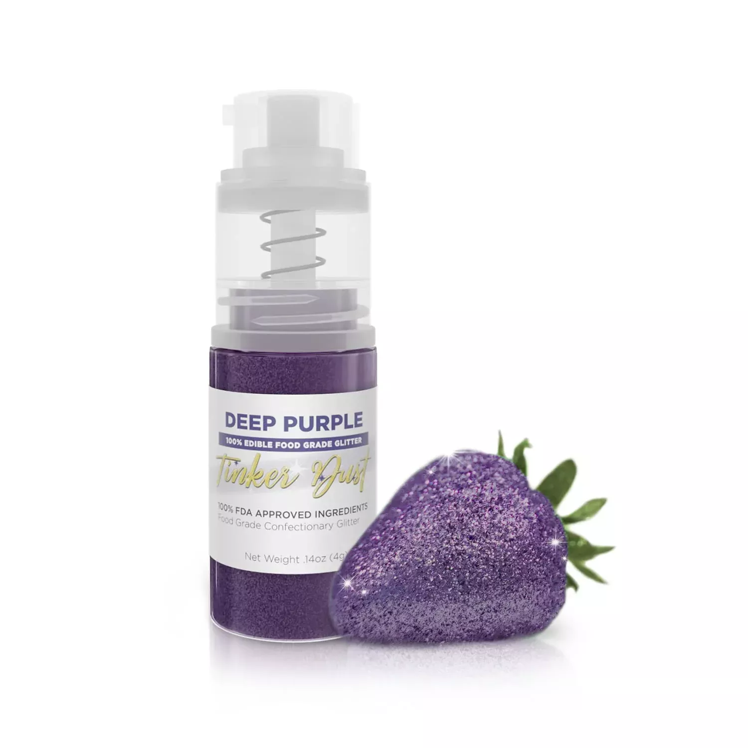 Tinker Dust - Deep Purple (4G, 1X Mini Pump) Edible Glitter For Desserts, Beverages, Cupcakes, Cake Pops And Cookies By Bakell