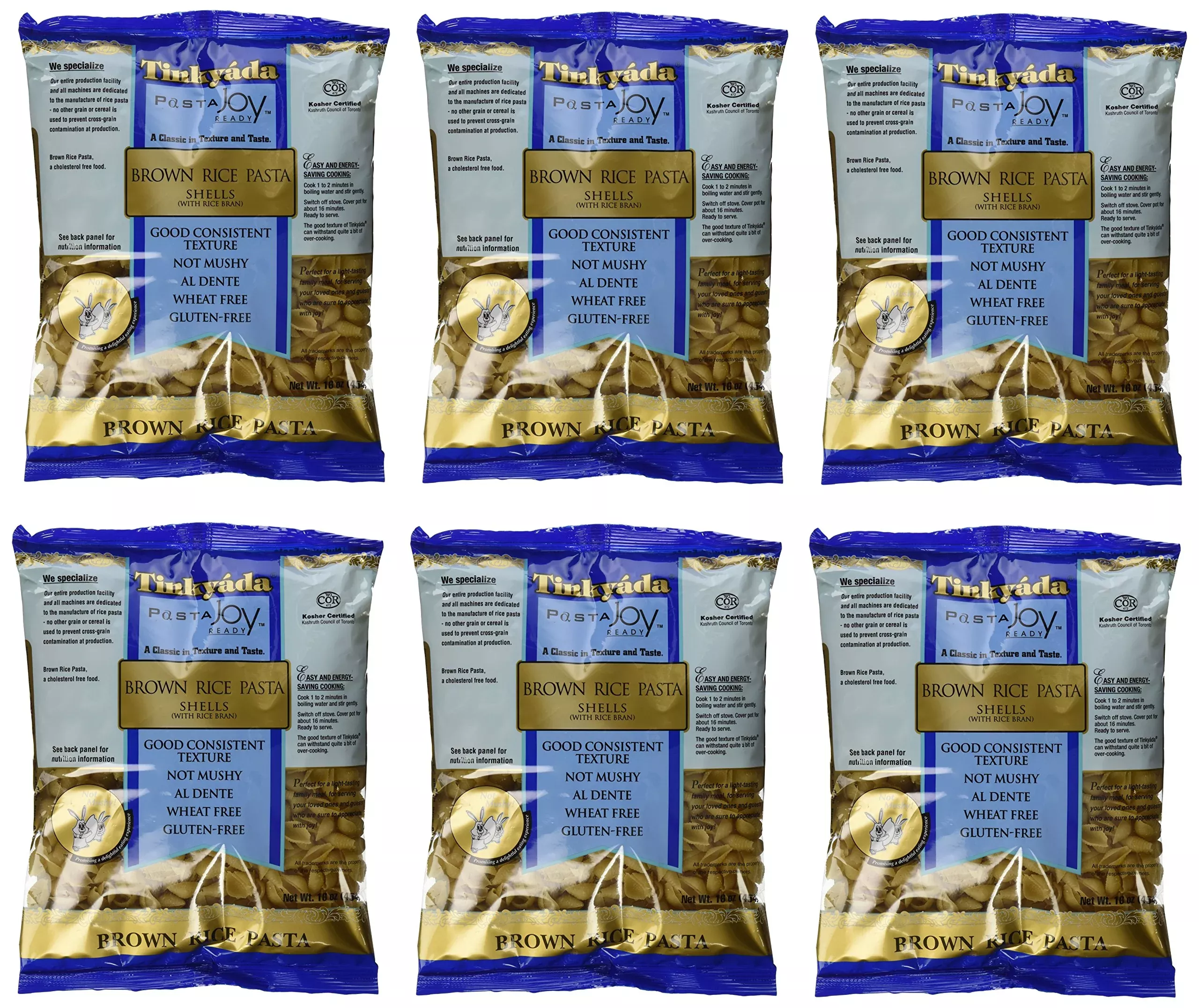Tinkyada Brown Rice Pasta Shells Gluten Free, 16-Ounce (Pack Of 6)