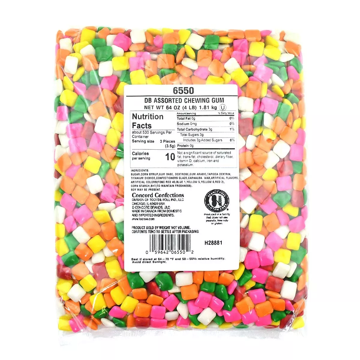 Tootsie Roll Dubble Bubble Assorted Colors Chicle Tab Chewing Gum, Gumball Machine Refills, Assorted Chicle, 64 Ounce