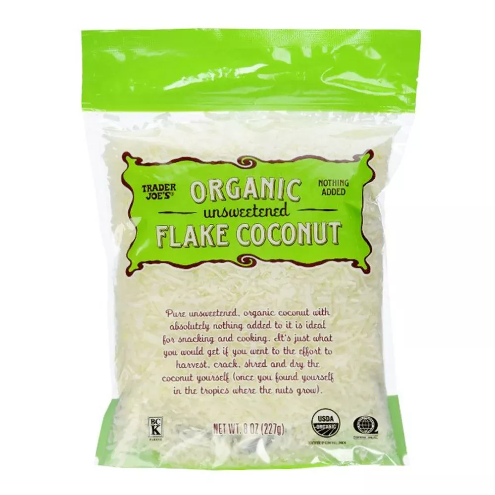 Trader Joe'S Organic Pure Unsweetened Coconut Flakes 8Oz (1 Pack)