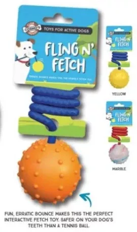 Treat Planet Rope Ball Fling N Fetch Dog Toy 6ct