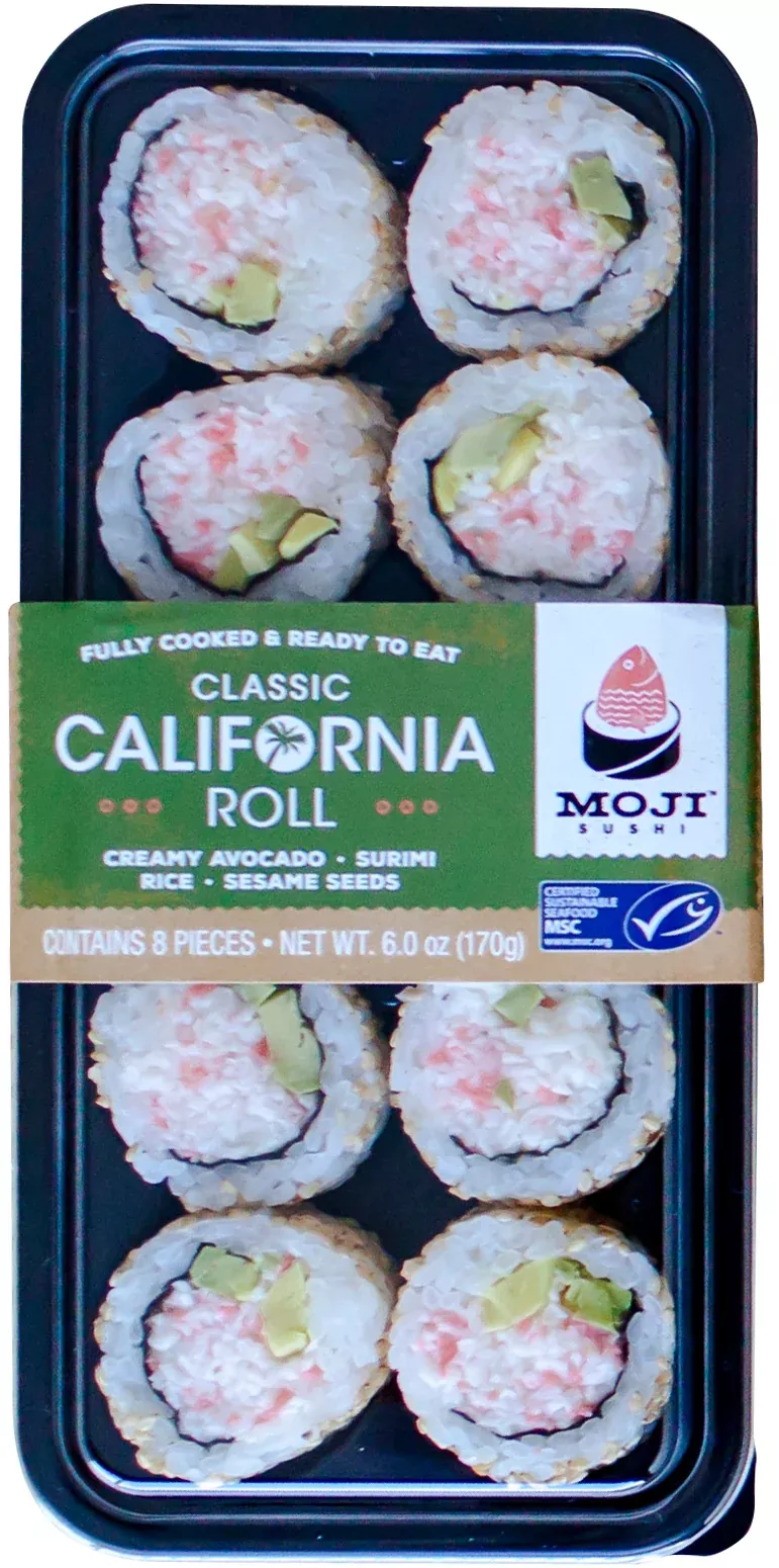 Trident Seafoods Moji Classic California Sushi Roll Creamy Avocado Surimi Rice Sesame Seeds 1.5 Pound Each