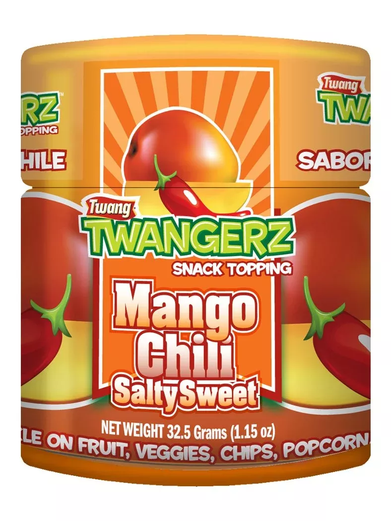 Twang Twangerz Flavored Salt Snack Topping - Lime, Lemon Lime, Chili Lime, Mango Chili Dill Pickle (Mango Chili, 12 Pack)