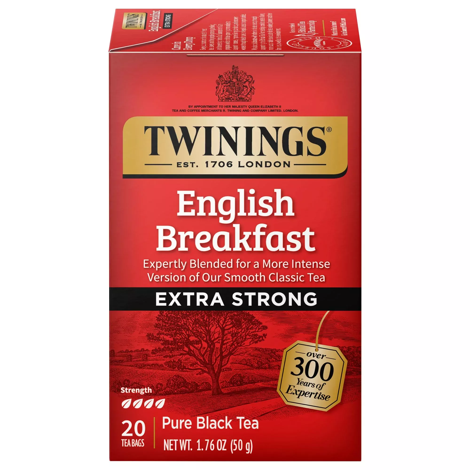 Twinings Extra Bold English Breakfast Individually Wrapped Tea Bags, 20 Count (Pack Of 6), Caffeinated, Robust Black Tea, Enjoy Hot Or Iced