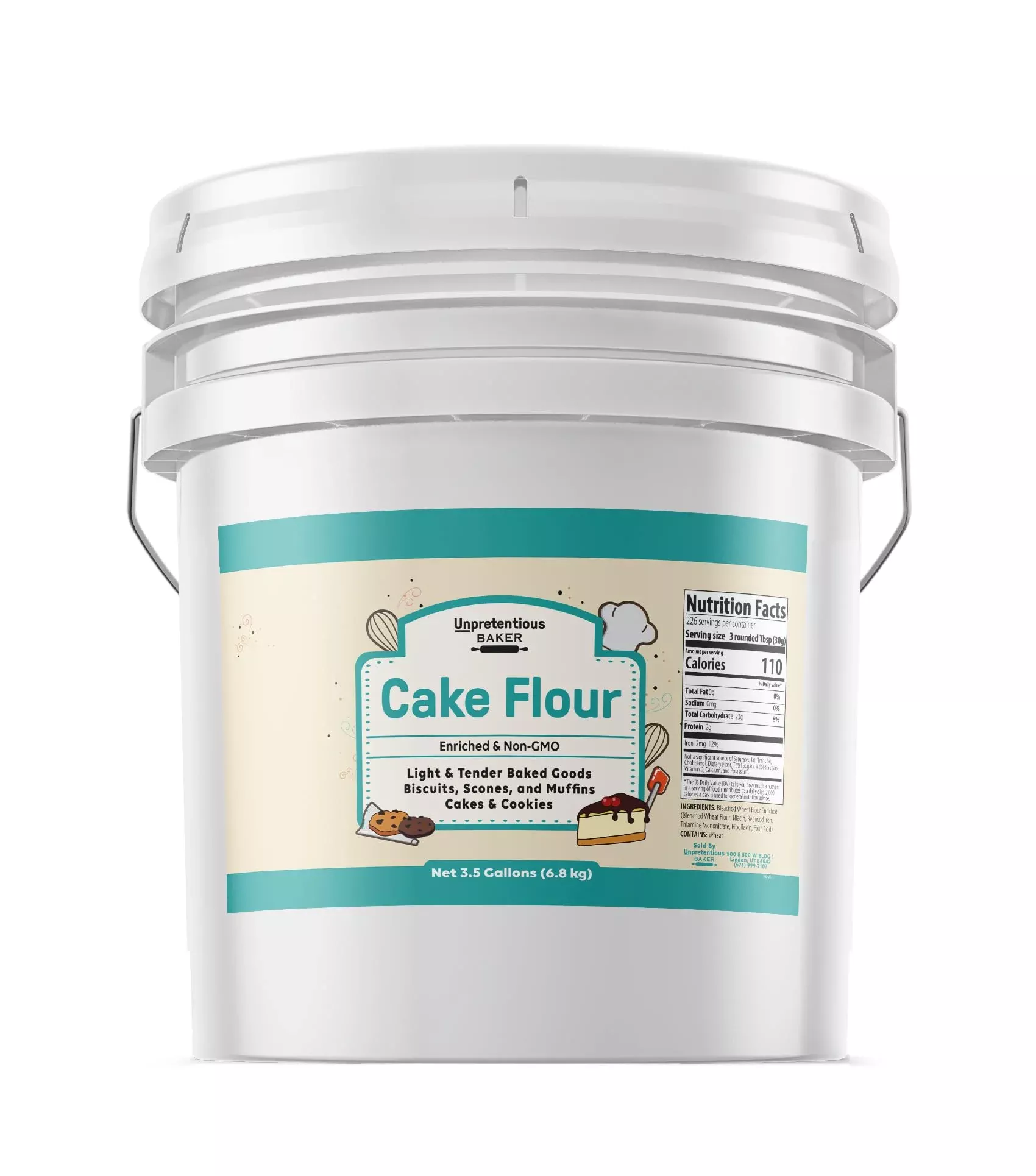 Unpretentious Cake Flour, 3.5 Gallons, Great For Cakes, Biscuits, Scones, Muffins