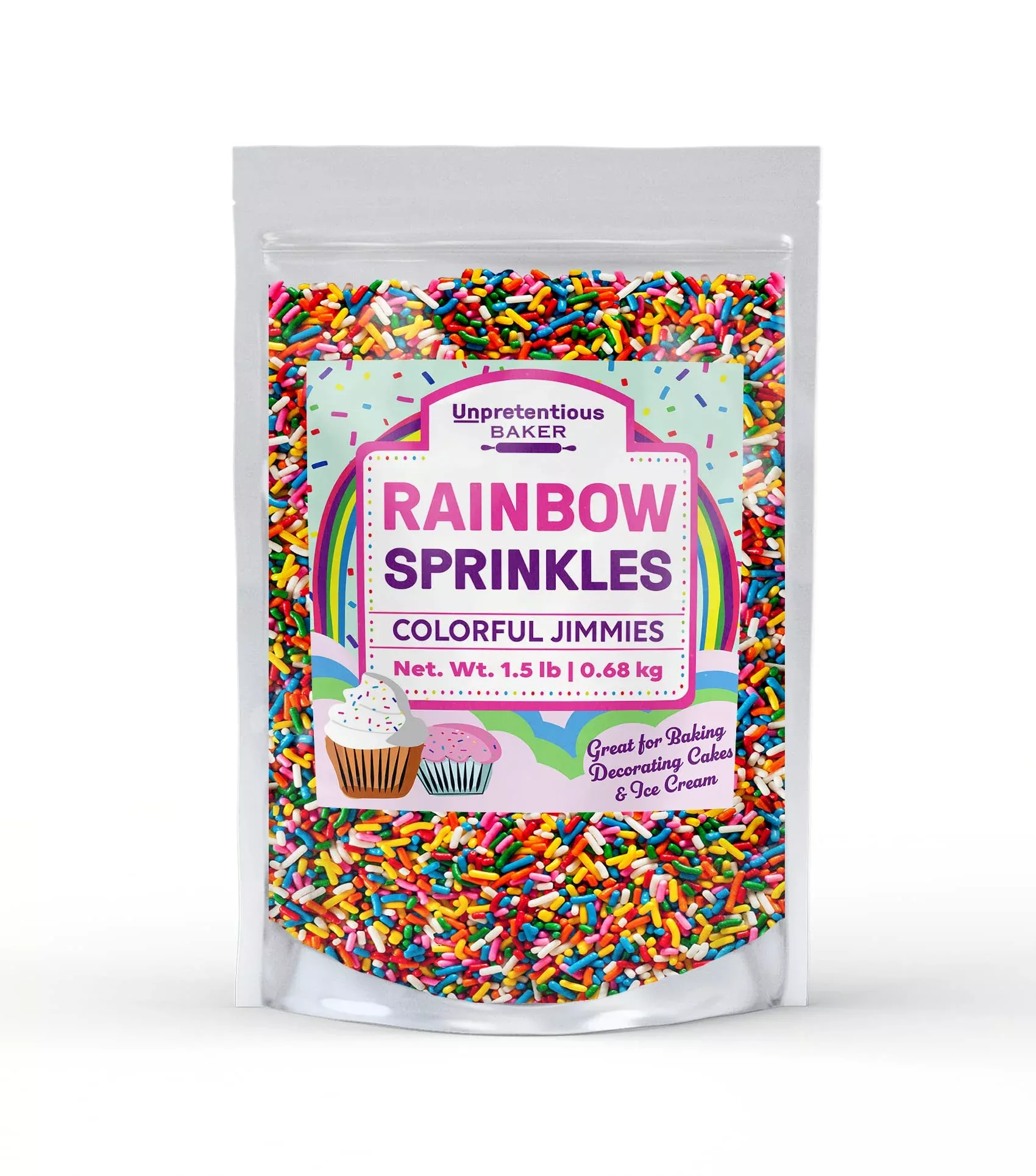 Unpretentious Rainbow Baking Sprinkles (1.5 Lb) Bulk Quantity For High-Volume Baking, Dessert Topper