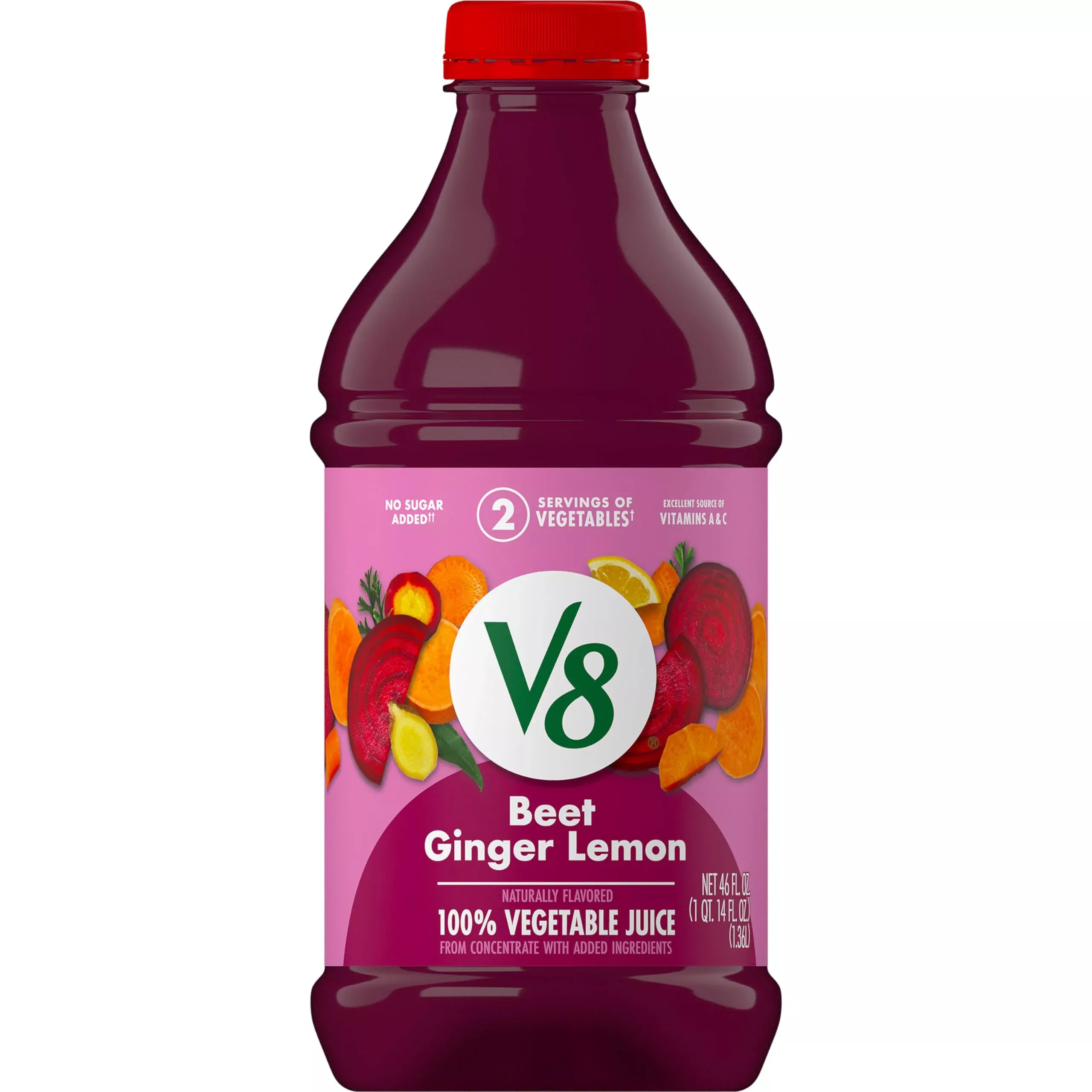 V8 Beet Ginger Lemon 100% Vegetable Juice, 46 Fl Oz Bottle