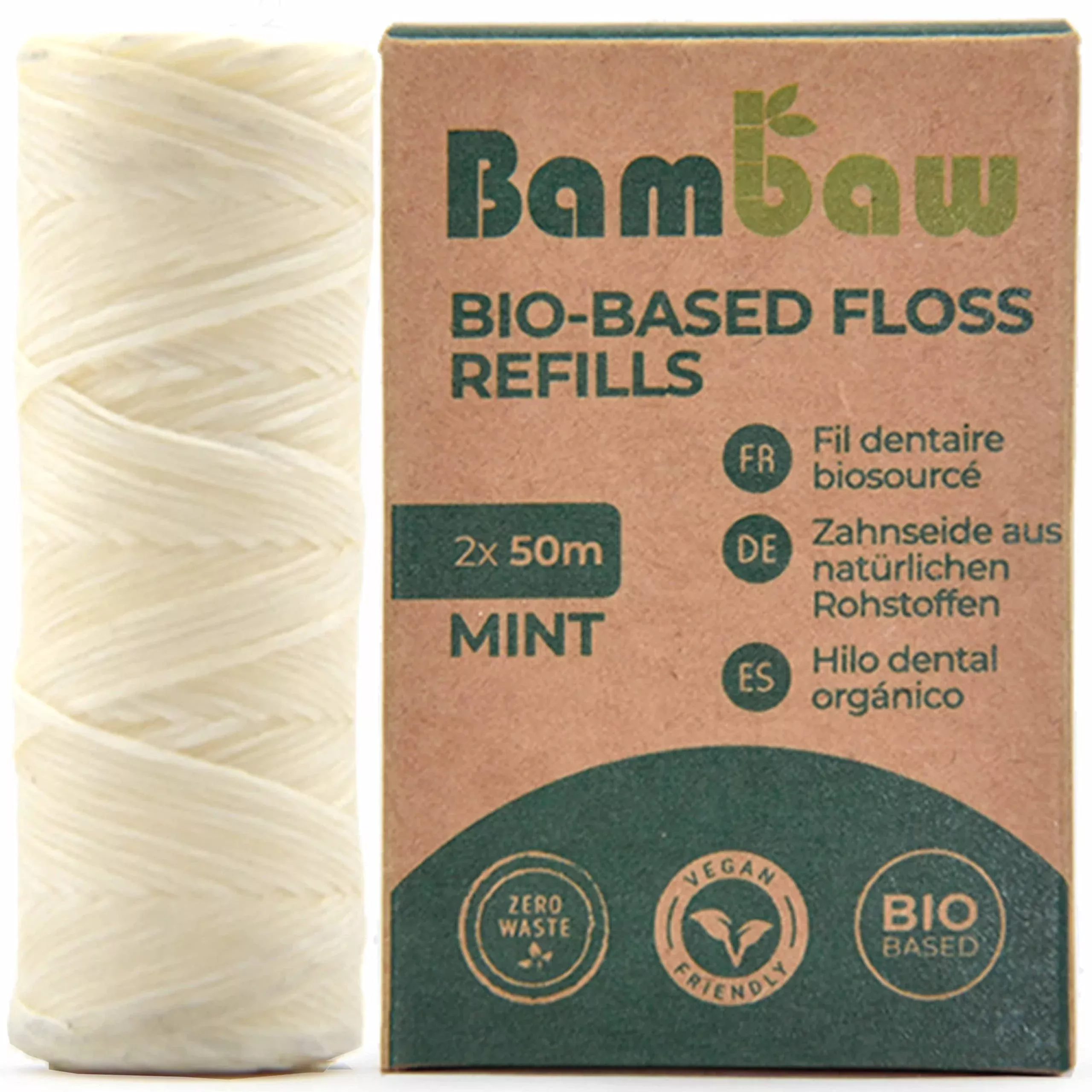 Vegan Refill Dental Floss Refillable Tooth Floss Candelilla Wax Plastic Free Dental Tape Zero Waste Floss Eco Floss Mint