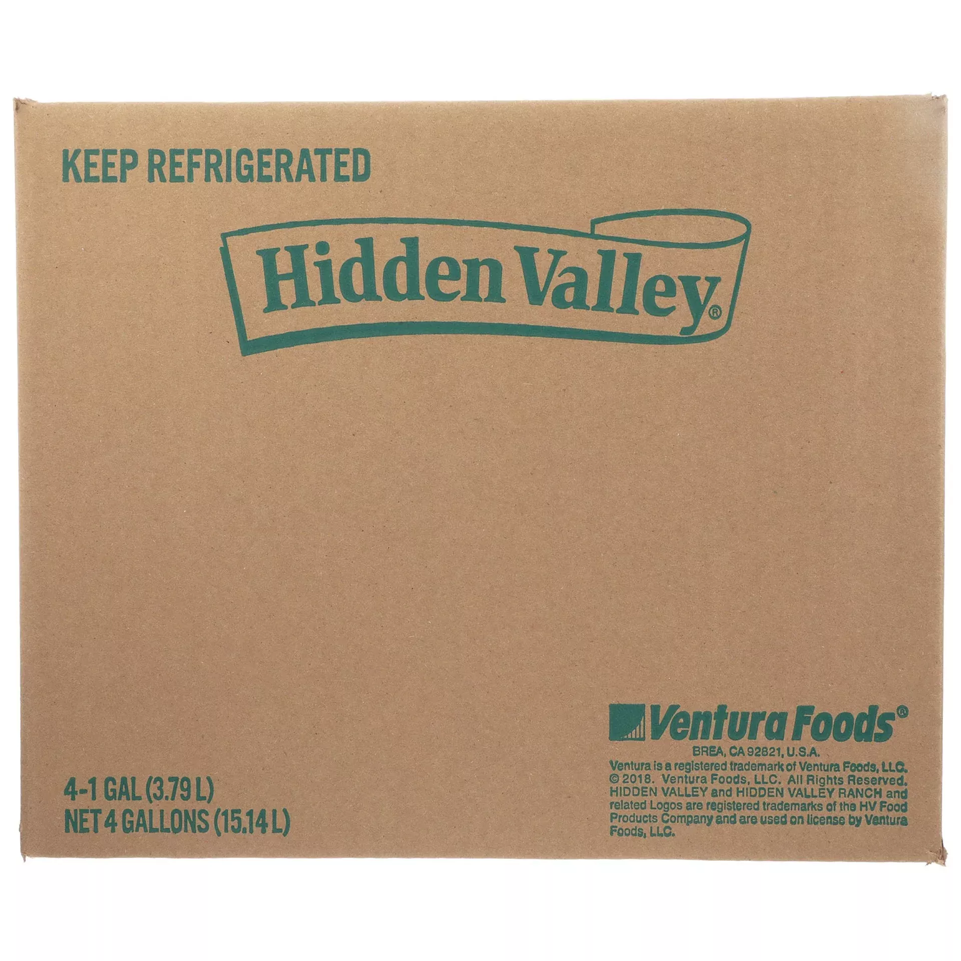 Ventura Foods Refrigerated Hidden Valley Original Ranch Dressing Bulk 1 Gallon - 4 Per Case