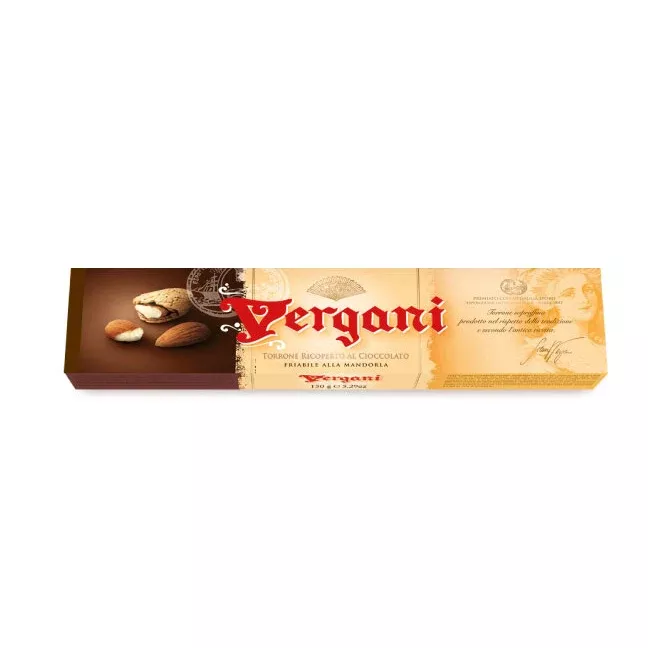 Vergani Hard Nougat w/ Almonds Coated w/ Dark Chocolate, 5.29 oz | 150g