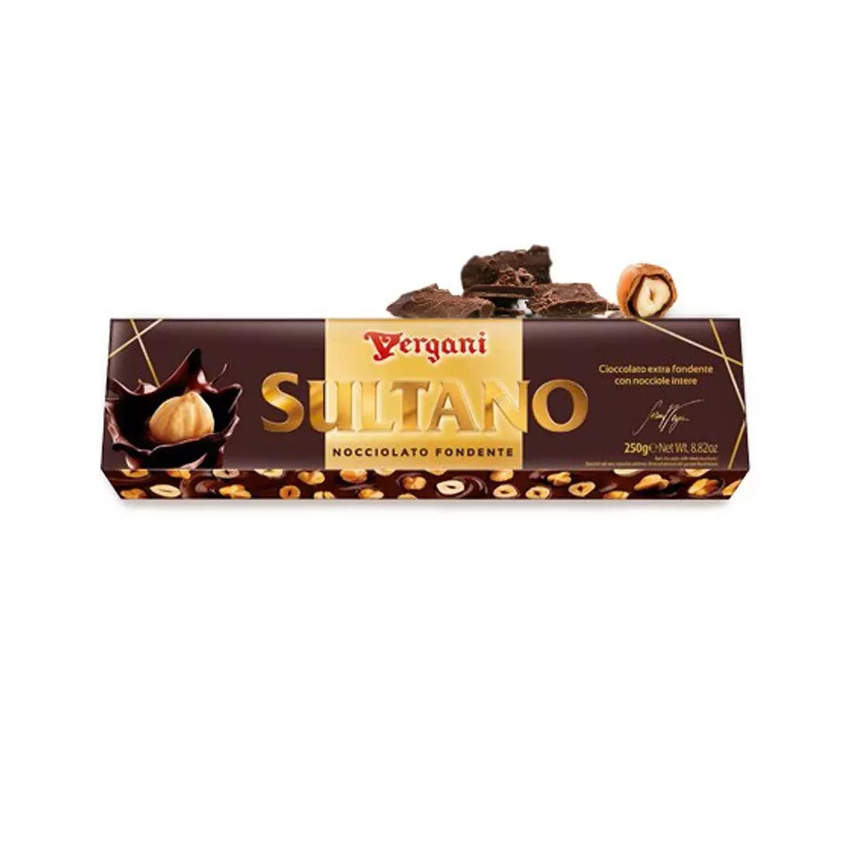 Vergani Sultano Dark Chocolate w/ Hazelnuts, 8.82 oz | 250g