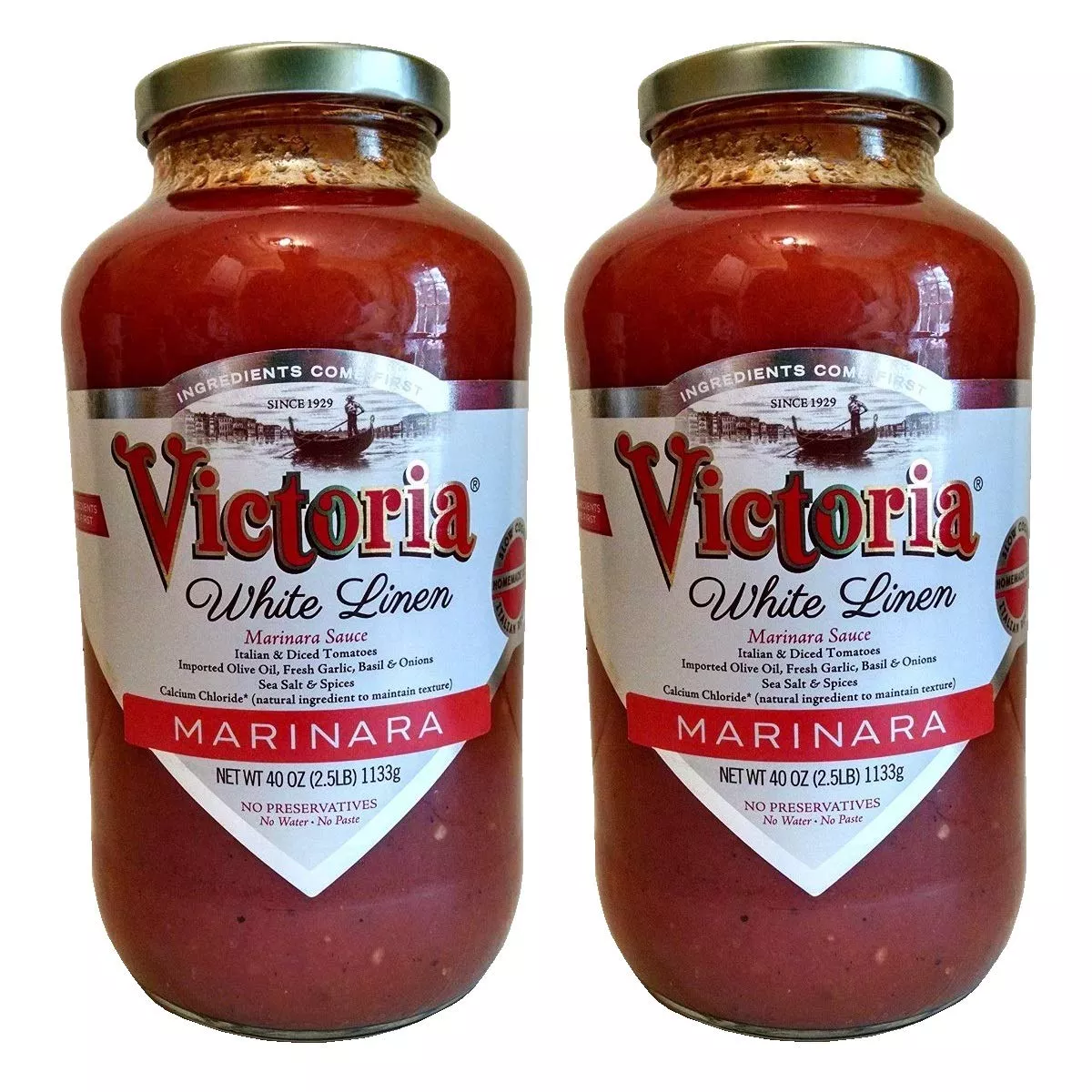 Victoria White Linen Marinara Sauce, 40 Ounce (Pack Of 2)
