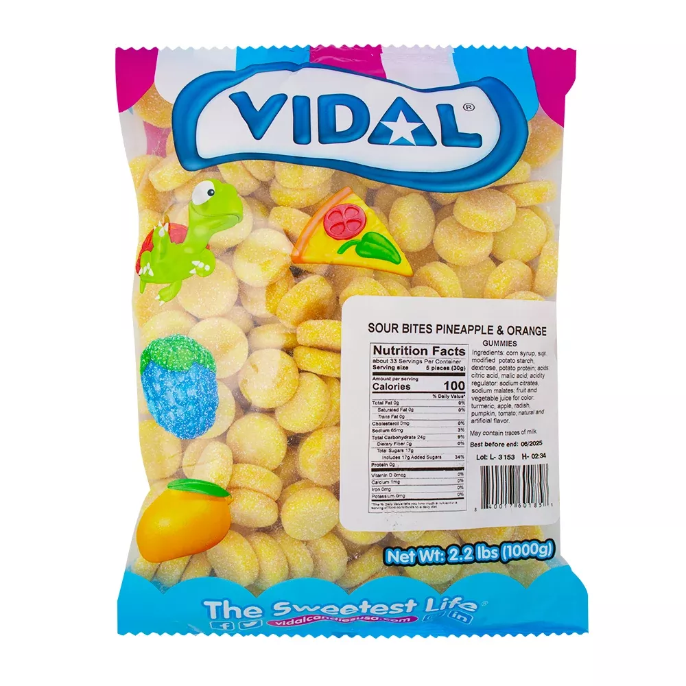 Vidal Sour Bites Pineapple & Orange Gummies - 2.2lbs