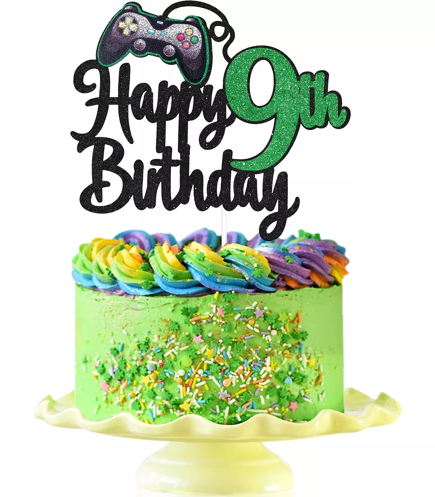 Video Game Happy 9Th Birthday Cake Topper - Video Game Boy'S 9Th Birthday Party Cake Supplies - Game On Level Up Winner Party De