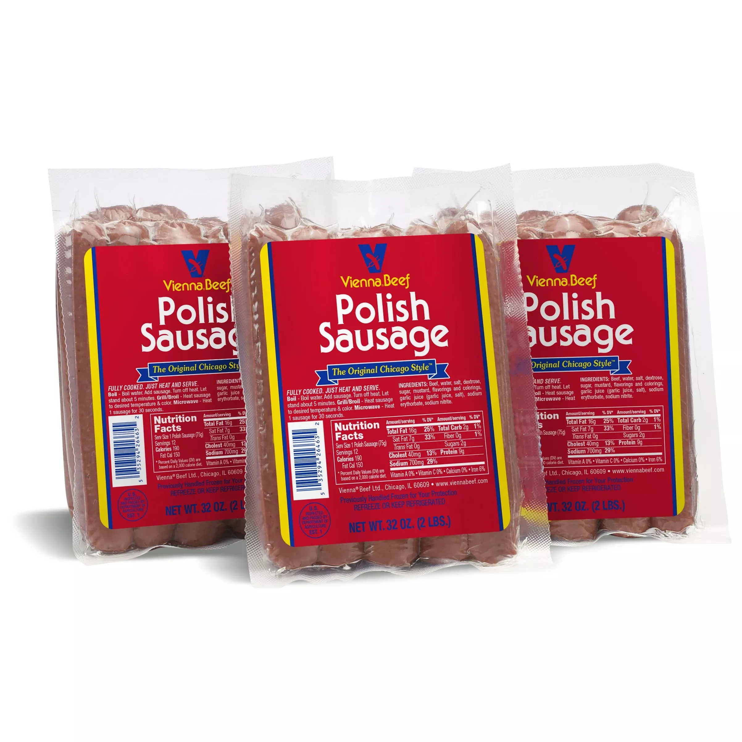 Vienna Beef Polish Lovers Pack 2 Lbs. Each (3 Pack)