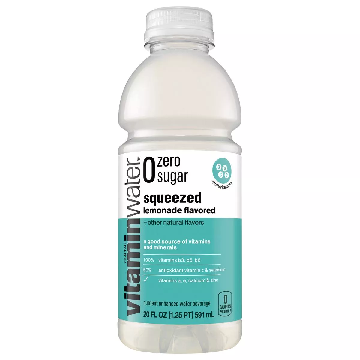 Vitaminwater Zero Sugar Squeezed, Electrolyte Enhanced Water W/Vitamins, Lemonade Drinks, 20 Fl Oz, 12 Pack