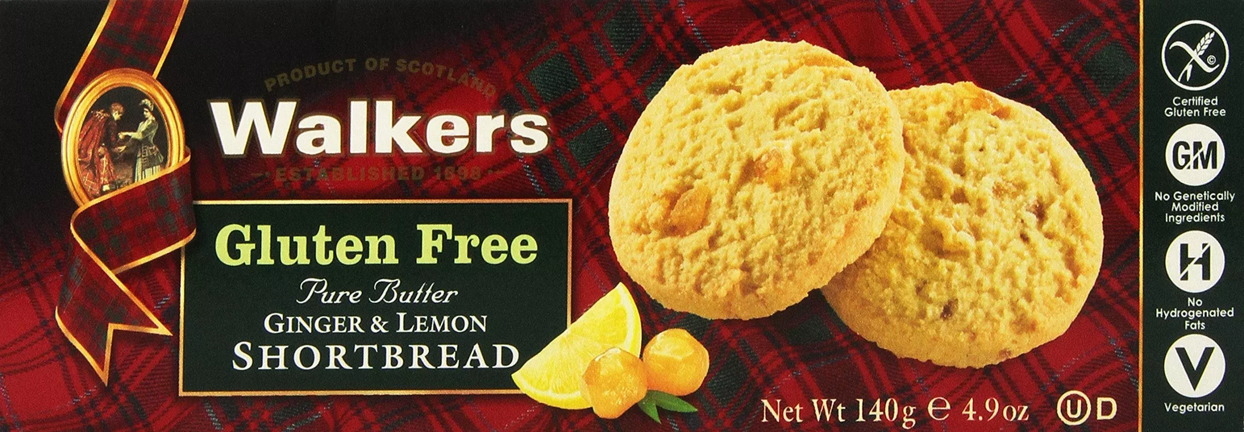 Walkers Shortbread Gluten-Free Ginger And Lemon Shortbread, 4.9 Ounce