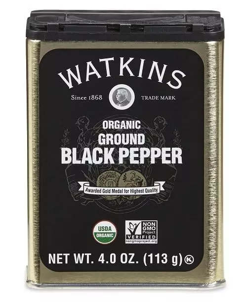 Watkins Gourmet Organic Spice Tin, Ground Black Pepper, 4 Oz