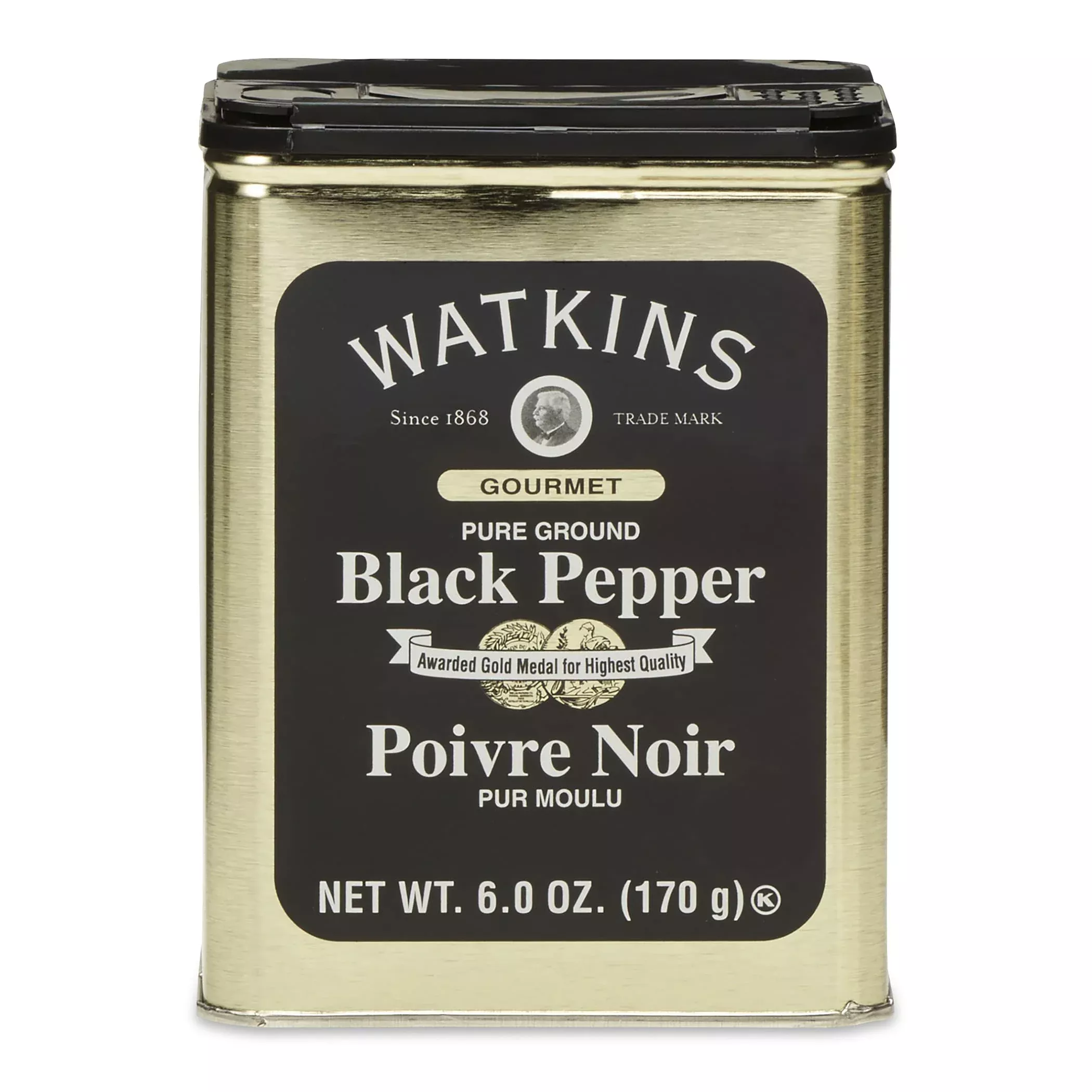 Watkins Gourmet Spice Tin, Pure Ground Black Pepper, 6 Oz. Tin, 1-Pack