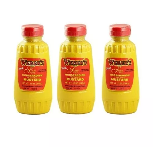 Webers Premium Horseradish Prepared Mustard Squeeze Bottle (3) 12 Oz. Container