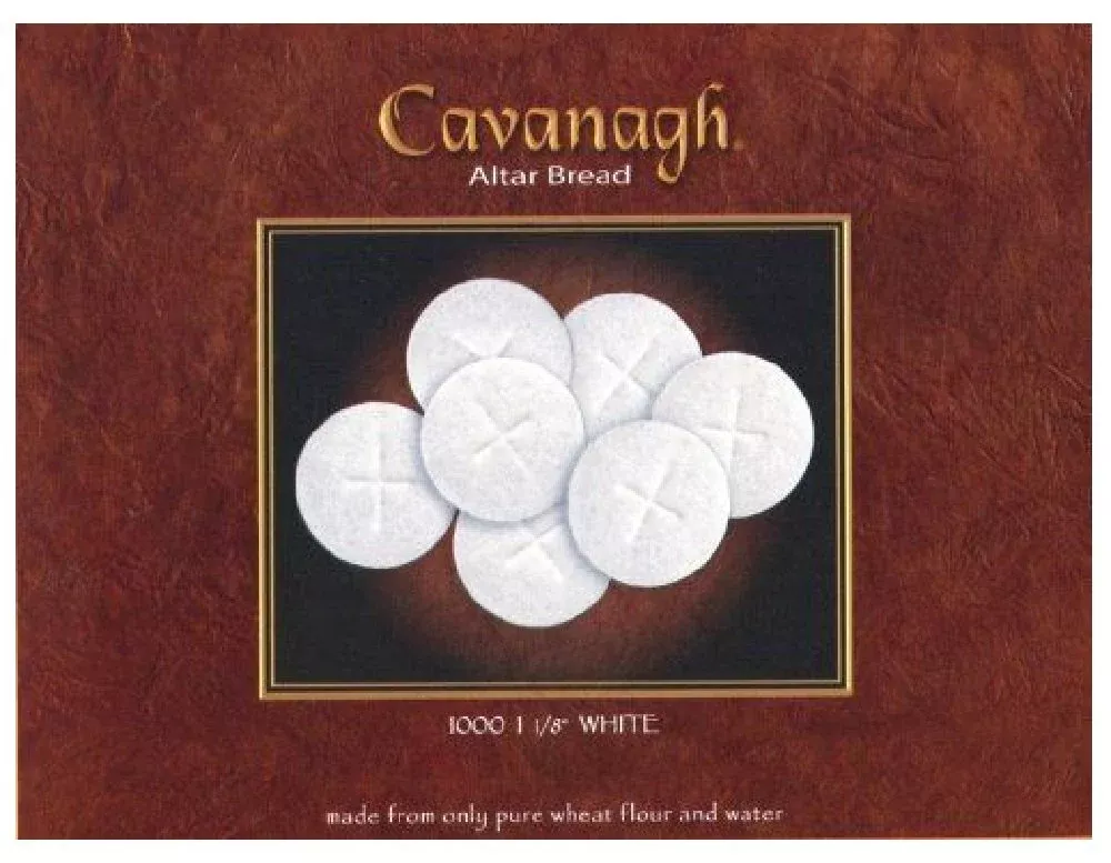 White Altar Communion Bread 1000 Count Box 1 1/8'' Round With Cross Design