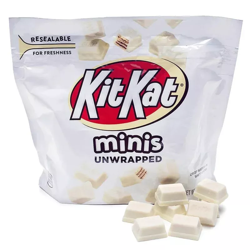 white chocolate kit kat minis candy: 7. 6-ounce bag
