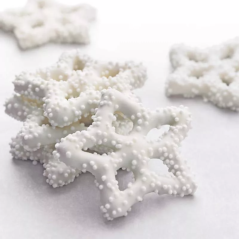 White Chocolate Snowflake Pretzels