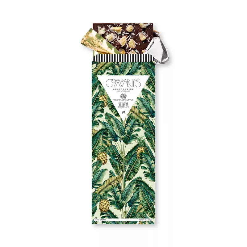 white lotus pineapple coconut chocolate bar