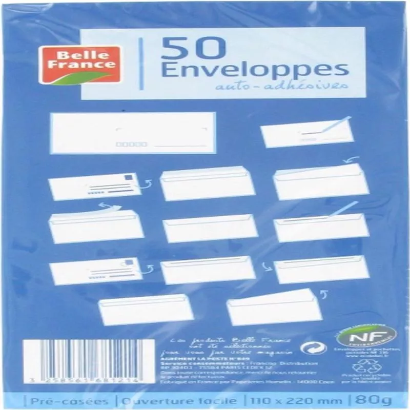 white self-adhesive envelopes dl 50pc (#127063)